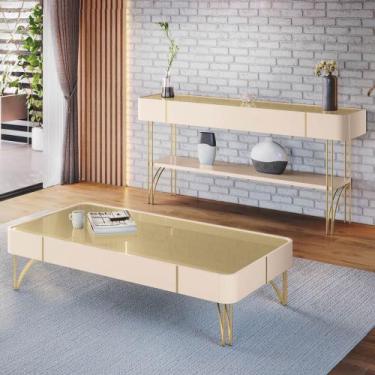 Imagem de Aparador de Sala Vivant e Mesa Cadenza Off/Champanhe - HB Móveis - Mpo