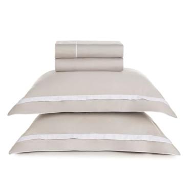 Imagem de Karsten Jogo de Cama Lara Prata/Branco King 300 Fios 100% Algodão