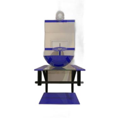 Imagem de Gabinete Vidro Banheiro 40Cm Torneira Cascata Azul Escuro
