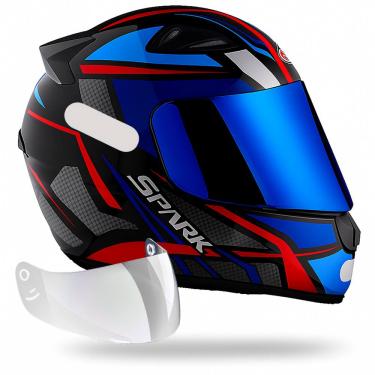 Imagem de Capacete Ebf Spider Azul + Viseira Iridium Espelhada