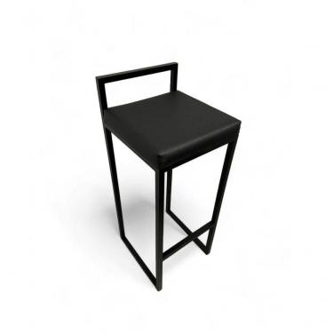 Imagem de Banqueta Quadro Com Encosto Estofada Preto - 65cm