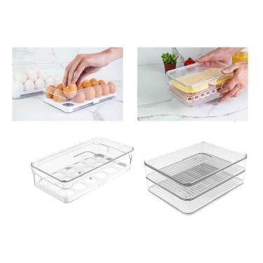 Imagem de Kit Organização Geladeira Porta Ovos E Porta Frios Duplo