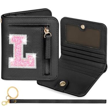 Imagem de YQE Carteira com inicial RFID para meninas pequenas, presentes na moda, aniversário, Natal, meia ideia de presente para adolescentes, filha, neta, sobrinha, 6, 7, 8, 9, 10, 11, 12, 13 anos, Preto, G