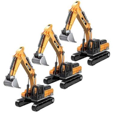 Imagem de Kit 3 Mini Trator Escavadeira Articulada Esteira Cabine 360 - Barcelon