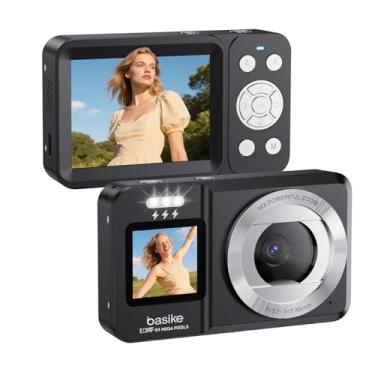 Imagem de Basike Câmera Fotográfica Digital 4K UHD 64MP, Zoom 18X, Tela Dupla com Flash, Foco Automático e Função Webcam, para Iniciantes, Jovens e Viagens, Compacta, Criativa e Portátil – Preto