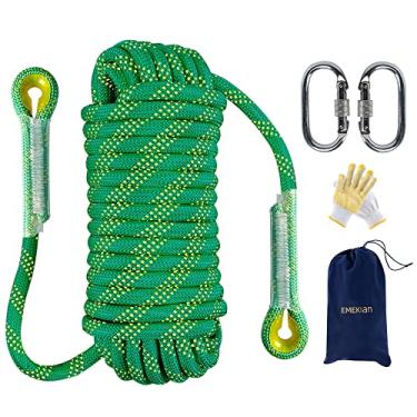 Imagem de EMEKIAN Corda de escalada interna e externa, corda de escalada estática para corda de escape, equipamento de escalada no gelo, corda de resgate de segurança contra incêndio, com luvas antiderrapantes