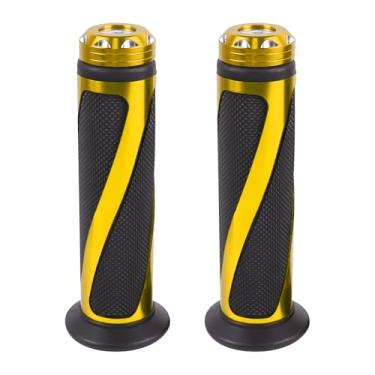 Imagem de Ongfuwu 2 Pegas universais de motocicleta, punhos de guidão de motocicleta de borracha antiderrapante de alumínio CNC, cabo de propulsor com tampa de extremidade de barra, serve para guidão esquerdo