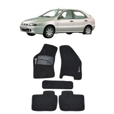 Imagem de Jogo Tapete Carpete Fiat Brava 2000 a 2007 com Logo Bordado Preto-400.