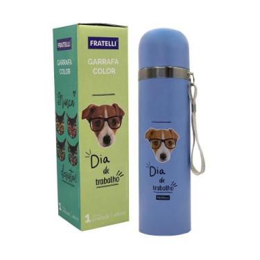 Imagem de Garrafa termica infantil escolar  Pet Inox 480ml - Azul - SUPER OESTE