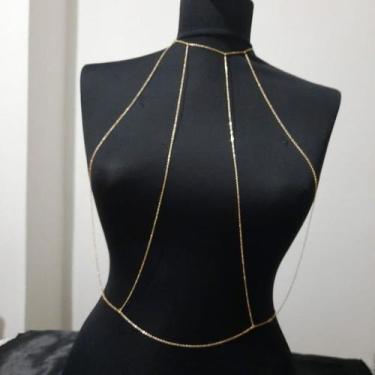 Imagem de Bodychain borychain colar corporal minimalista Ouro e Prata - Dondocas