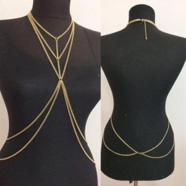 Imagem de Bodychain borychain corrente de corpo minimalista Festival - Dondocas.