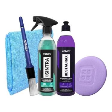 Imagem de Kit Limpeza e Restauração Interna e Externa com Sintra Fast 500ml Restaurax Pincel Detalhamento Aplicador Espuma e Flanela Microfibra
