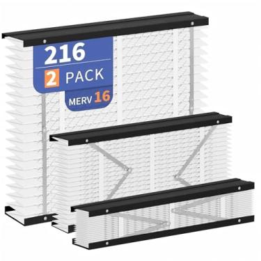 Imagem de Pacote com 2 filtros de substituição 216 compatíveis com modelos de purificadores de ar AprilAire 216 para toda a casa, 1210, 1620, 2210, 2216, 3210, 4200, MERV 16 para substituição de filtro de forno