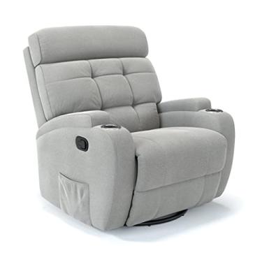 Imagem de Poltrona do Papai Reclinável Manual Com base Giratória e Balanço em Linho (Cinza)