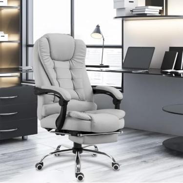 Imagem de Cadeira De Escritório, Cadeira De Com Apoio Para Os Pés E Encosto Ajustável (Cinza)