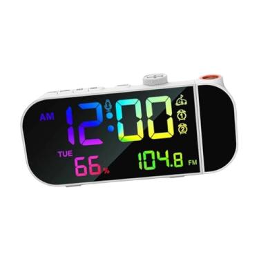 Imagem de Generic Despertador de projeção para decoração de casa, prático, moderno, compacto, relógio de mesa, display LED transparente, para mesa, sala de aula, Branco
