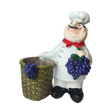 Imagem de IEUDNS Estatueta de resina de chef, ornamento, coleção exclusiva de estatuetas decorativas para decoração de cozinha, prateleira, mesa, armário, loja