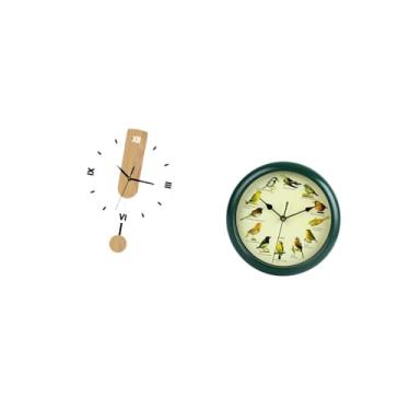 Imagem de Bothyi Relógio de Parede de Acrílico com Ornamentos Musicais, Pássaros, Relógio de Parede com Som, Grandes Números Romanos, Decoração Silenciosa para Casa, Q