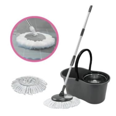 Imagem de Mop Giratório com Balde 9L, Cesto Inox, Cabo 1,25m, Preto