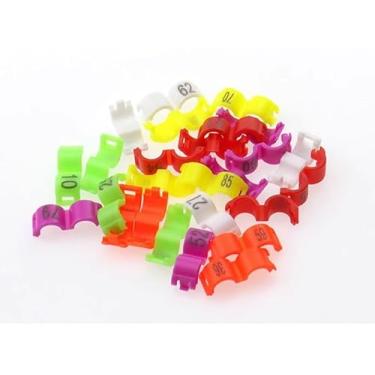Imagem de freen-p 100/lote 4,5 mm 1-100 clipe numerado encaixe plástico pássaro anel perna bandas papagaio finch canárias agrupado, laranja