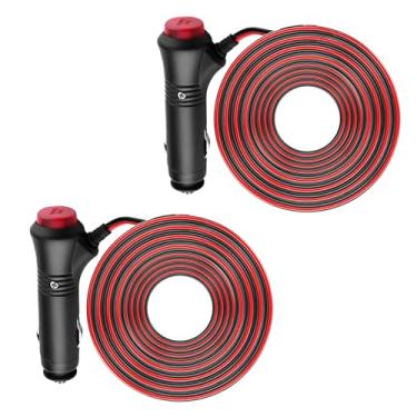 Imagem de Cabo adaptador de plugue de isqueiro de 3 m, pacote com 2 unidades, com interruptor de LED, 12 V, 24 V, isqueiro macho de substituição para carro, caminhão, motocicleta, trailers