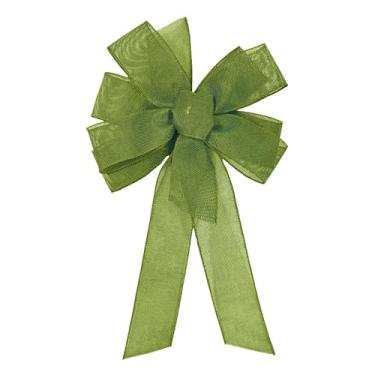 Imagem de Meseey Laço de fita de serapilheira para decoração de guirlanda, juta natural, 25 x 50 cm (verde sálvia)