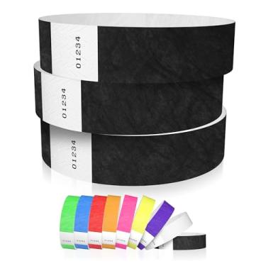 Imagem de Pulseiras Tyvek pretas de 600 Wristco para eventos - Pulseiras de papel confortáveis resistentes a rasgos, pulseiras de identificação para shows, festivais, identificação de festa de admissão