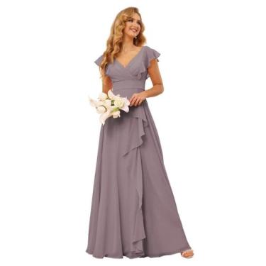 Imagem de Vestido de dama de honra TIRAS Elegant Ruffles Chiffon Wisteria 2025