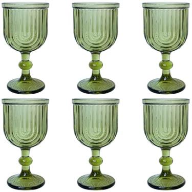 Imagem de Copos de água verdes copos de vinho conjunto de 6 copos vintage 293 ml para festas de casamento, bares, restaurantes, entretenimento em casa, 300 ml