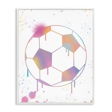 Imagem de Stupell Industries Arte giclée emoldurada branca com bola de futebol grafite, design por Marcus Prime, 76 x 61 cm
