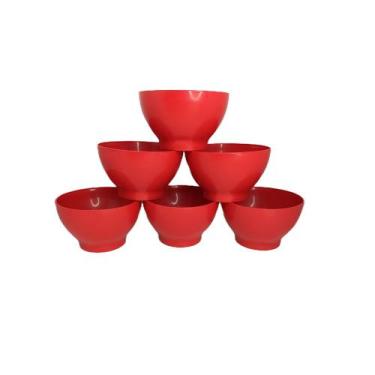 Imagem de Cumbuca Bowl P/ Caldos Sopa 700ml Plástico Servir Buffet 40 Peças Verm