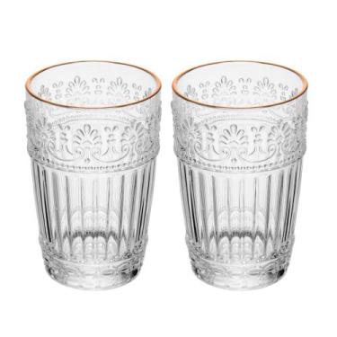 Imagem de Jogo 2 Copo Mauve com Fio de Ouro 350ml de Cristal Ecológico Wolff