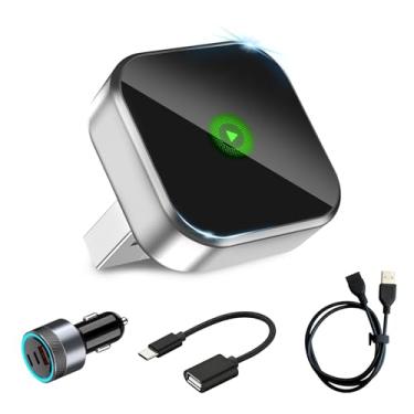 Imagem de Mini adaptador CarPlay sem fio 2 em 1 para Apple iPhone e adaptador automotivo Android, atualização 2025 com fio para sem fio, Plug & Play, conexão rápida e estável para iOS 10+/Android 11+, cabo