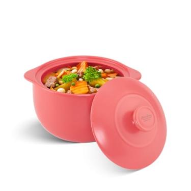 Imagem de Minh Long 3qt Forno holandês de porcelana, caçarola de cerâmica com tampa, panela de barro para cozinhar, usar para marinar, cozinhar, assar, refrigerar e servir, ideal para o dia dos pais