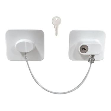 Imagem de Trava De Segurança Para Geladeira Porta Gaveta Armário Proteção Tranca Com Chave Anti Furto Crianças Bebê (Branco) (Branco)