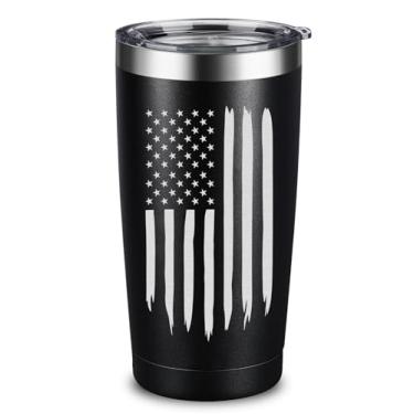 Imagem de ARIABLE Copo com bandeira americana, presentes para homens e mulheres, copo de bebida para o dia dos pais, Natal - copo isolado gravado de 590 ml, preto