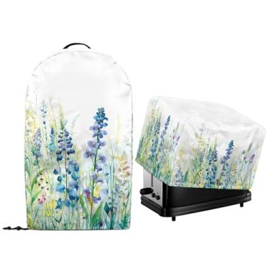 Imagem de NETILGEN Conjunto de 2 capas de poeira para pequenos eletrodomésticos de cozinha, processador de alimentos, liquidificador e torradeira, forno, à prova de óleo, capas protetoras à prova de óleo