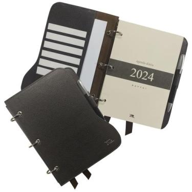 Imagem de Agenda Diária de Mesa Couro 2024 173-R Personalizada Raffai Couros, Ca