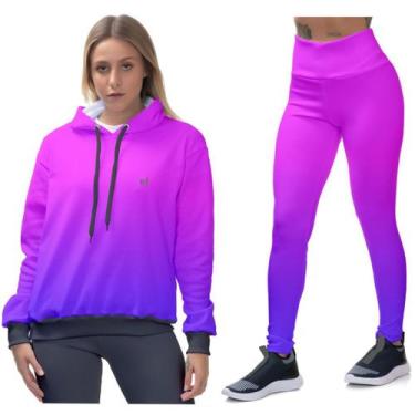 Imagem de Kit Legging Feminina Moda Fitness Blusa Moletom Agasalho de Frio - Efe