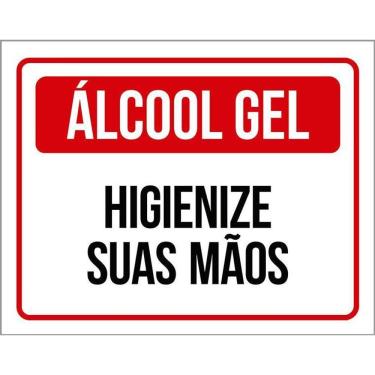 Imagem de Placa De Sinalização - Álcool Gel Higienize Suas Mãos 27X35