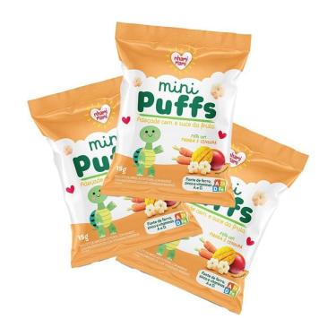 Imagem de Kit 3X: Snack Infantil Mini Puffs Manga E Cenoura Nhami Mami