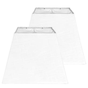 Imagem de Conjunto de abajures de 2 abajures de linho natural branco 20,3 x 20,3