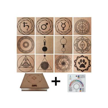 Imagem de Kit Caixa + 12 Principais Gráficos Radiestesia do Grupo 5 MDF Cru 20x2