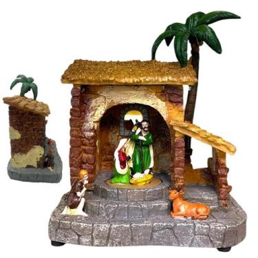 Imagem de Presepio Natal Sagrada Familia Natalina Giratorio Acende Musica Decora