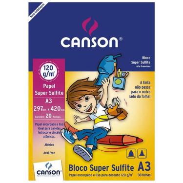 Imagem de Bloco desenho liso branco A3 120g com 30 folhas Canson