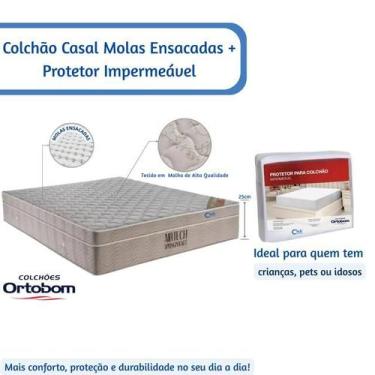 Imagem de Colchão Casal Ortobom Airtech Spring Pocket 138x188x25  Acompanha Prot