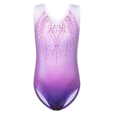 Imagem de Collant de ginástica BAOHULU Shiny Diamond Girls Purple 14A