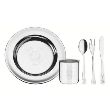 Imagem de Conjunto Refeição Infantil Inox 5 Pçs Talheres Ergonômicos Desenhos Divertidos +3 Tramontina