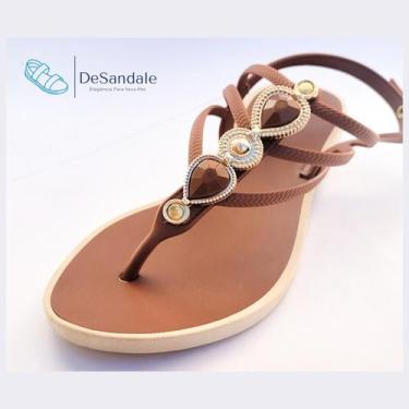 Imagem de Sandália rasteirinha Linda e Leve - Desandale, Caramelo, 35