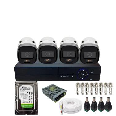 Imagem de Kit 4 Câmeras Intelbras Vhd 1220b Full Color Imagem Colorida Dvr 4ch C/Hd 1Tb